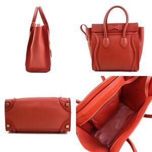 Celine Brown Luggage Handbag Gold Shopper Orange